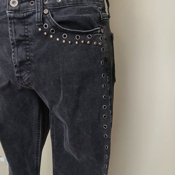 Please Brand Y2K Grommet & Stud Embellished Black Jeans Size Small - Picture 2 of 10